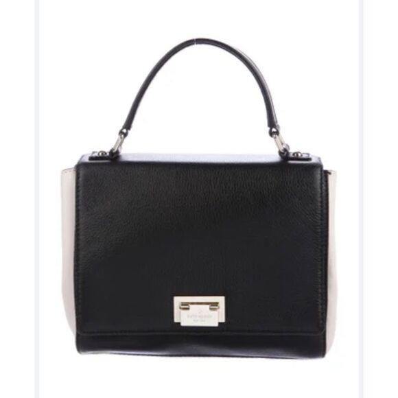 Kate Spade Magnolia Park Laurel black/cream leather satchel shoulder bag - Picture 1 of 11